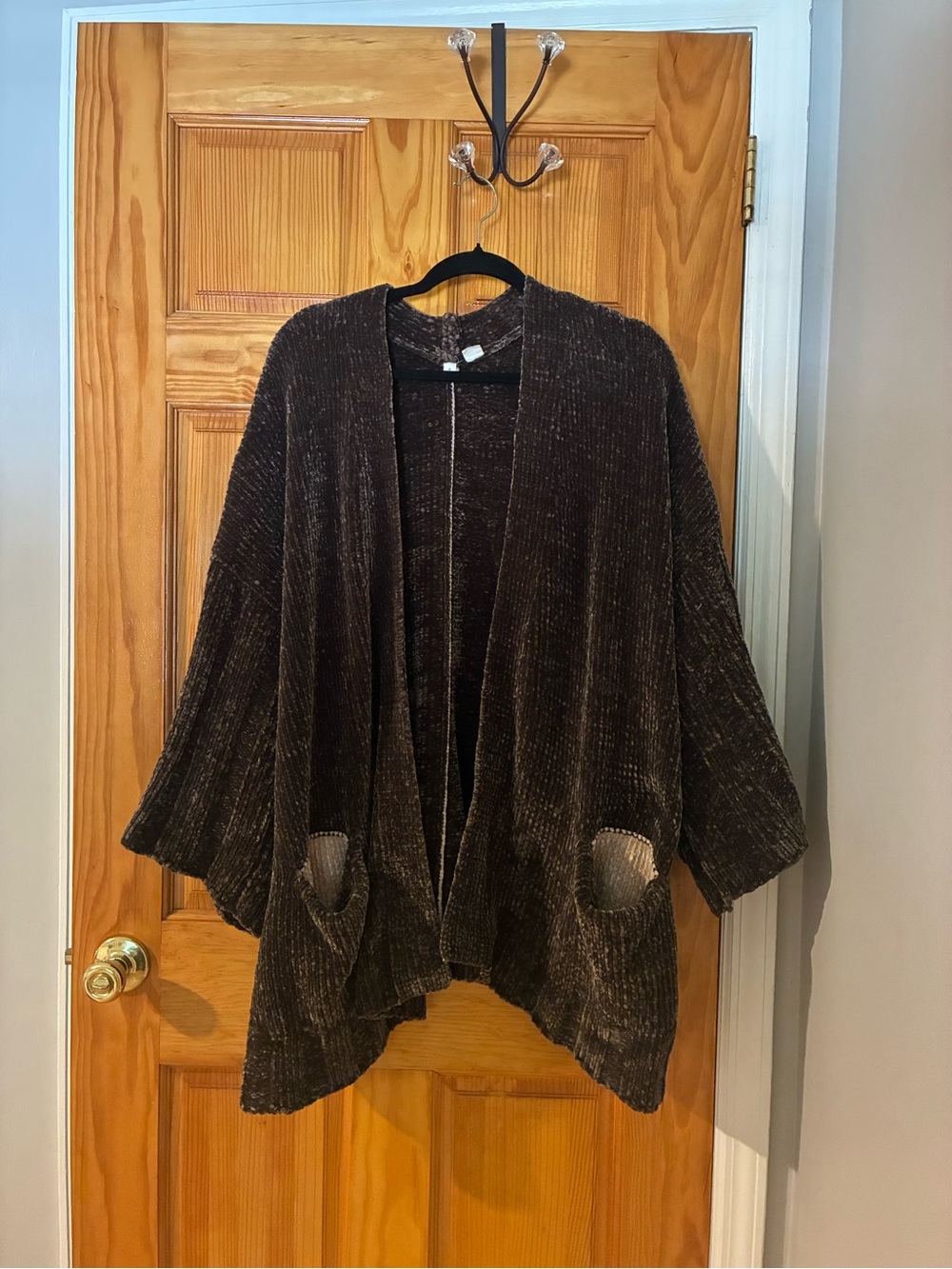Moth Open-Front Chenille Cardigan Sweater - Dark Olive Green